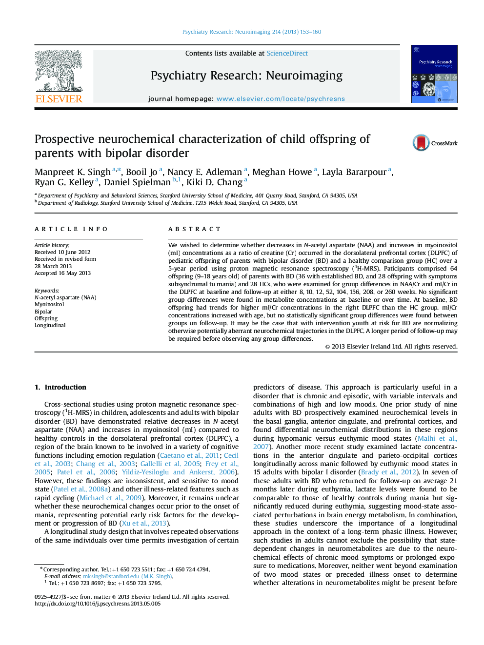 Prospective neurochemical characterization of child offspring of parents with bipolar disorder