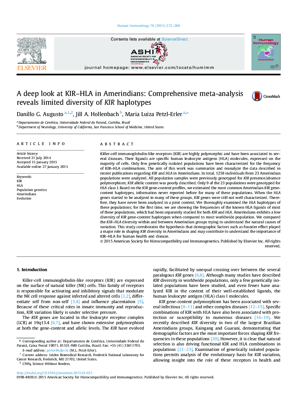 A deep look at KIR–HLA in Amerindians: Comprehensive meta-analysis reveals limited diversity of KIR haplotypes