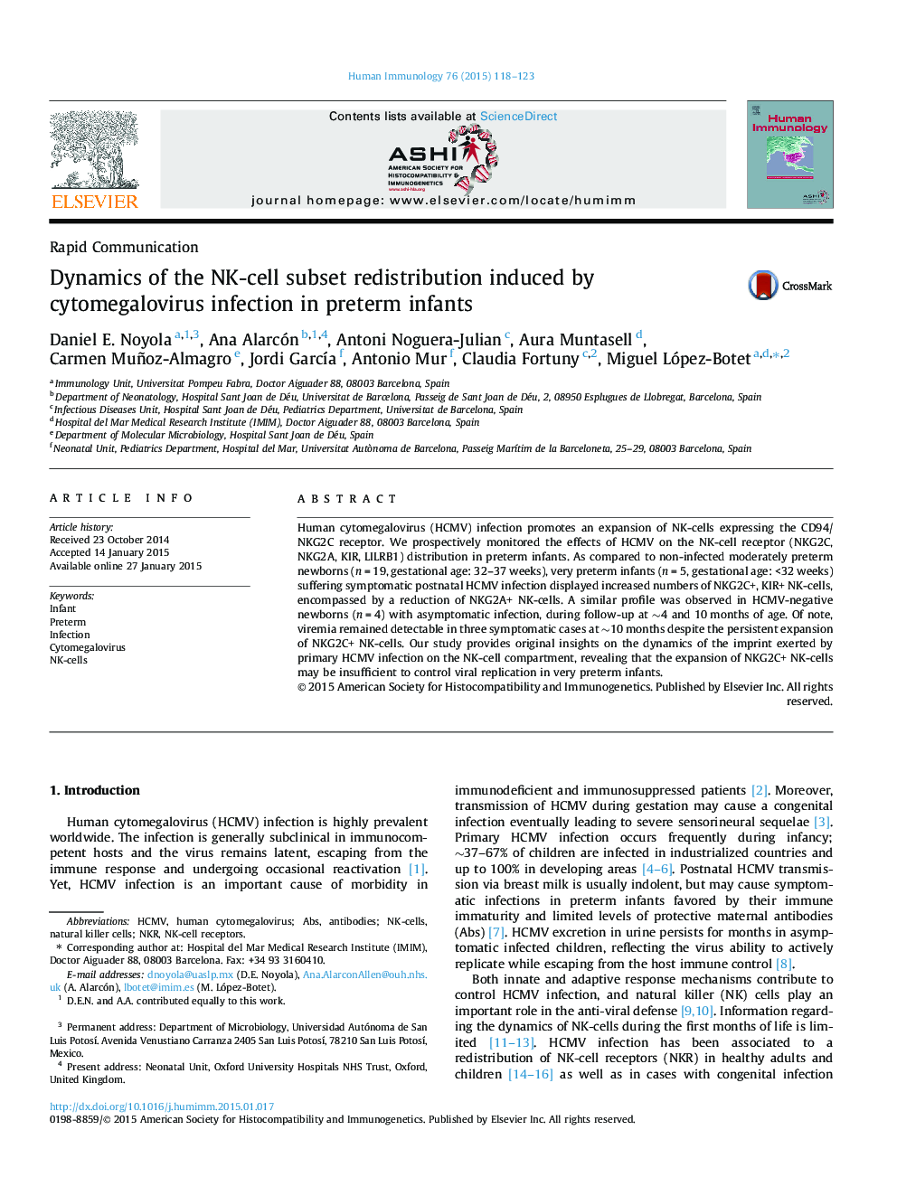 Dynamics of the NK-cell subset redistribution induced by cytomegalovirus infection in preterm infants