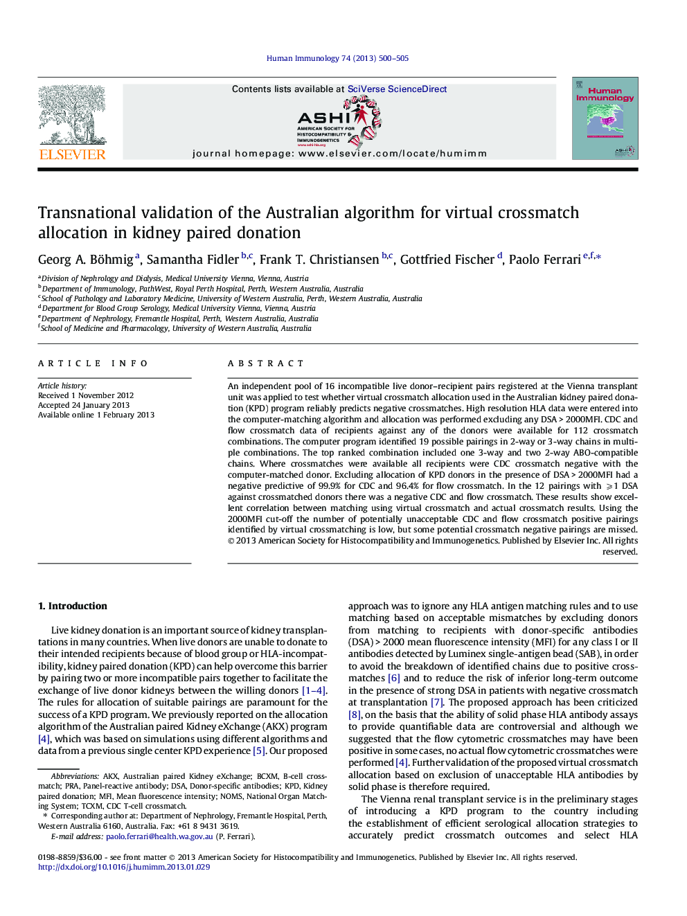 Transnational validation of the Australian algorithm for virtual crossmatch allocation in kidney paired donation