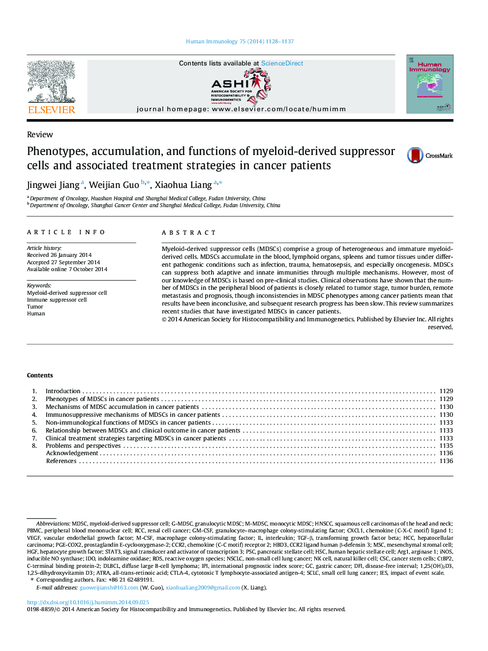 Phenotypes, accumulation, and functions of myeloid-derived suppressor cells and associated treatment strategies in cancer patients