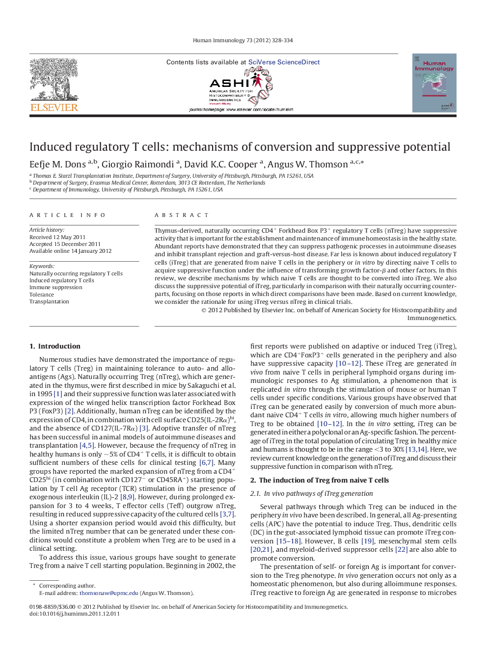 Induced regulatory T cells: mechanisms of conversion and suppressive potential