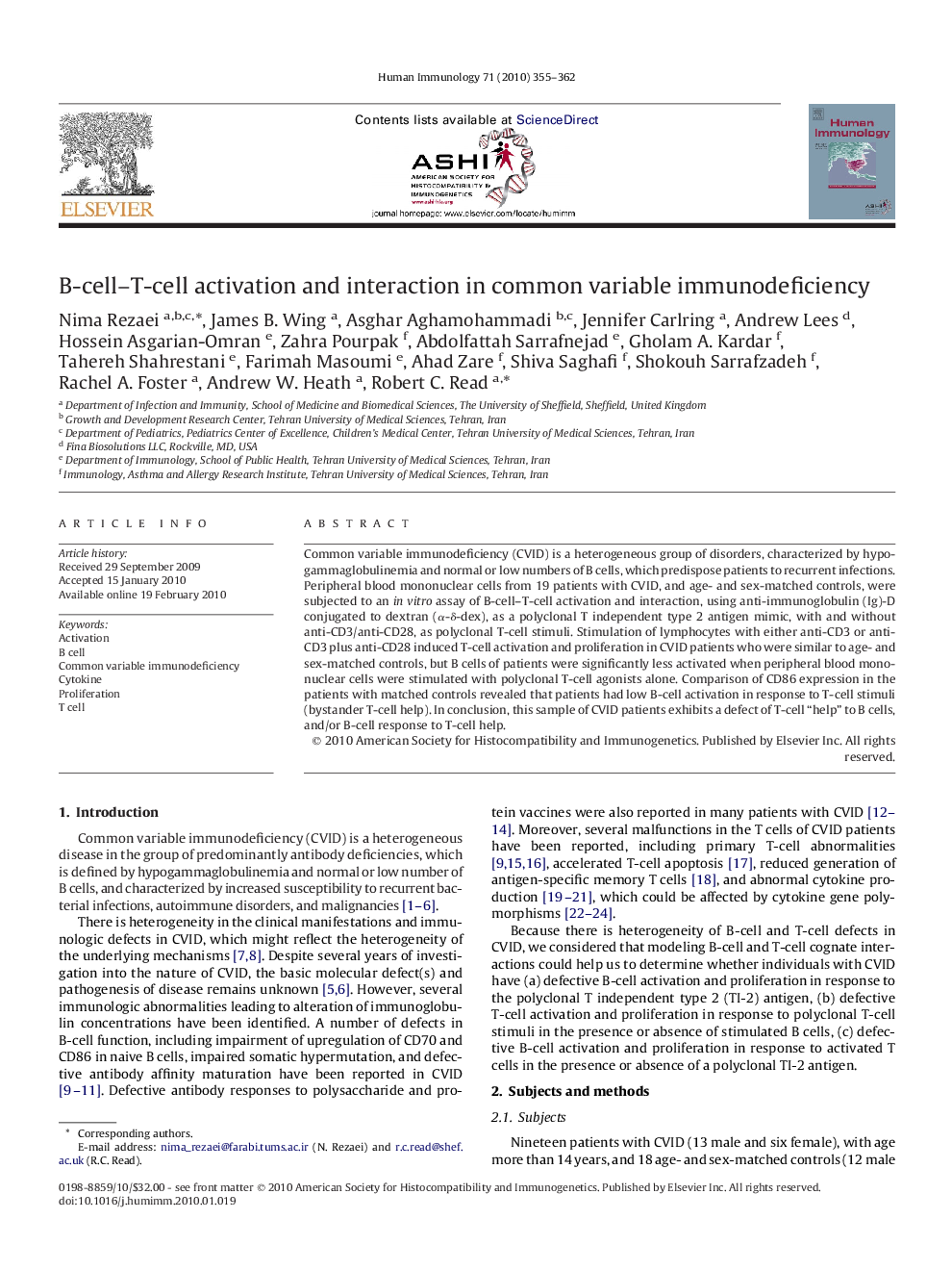 B-cell–T-cell activation and interaction in common variable immunodeficiency