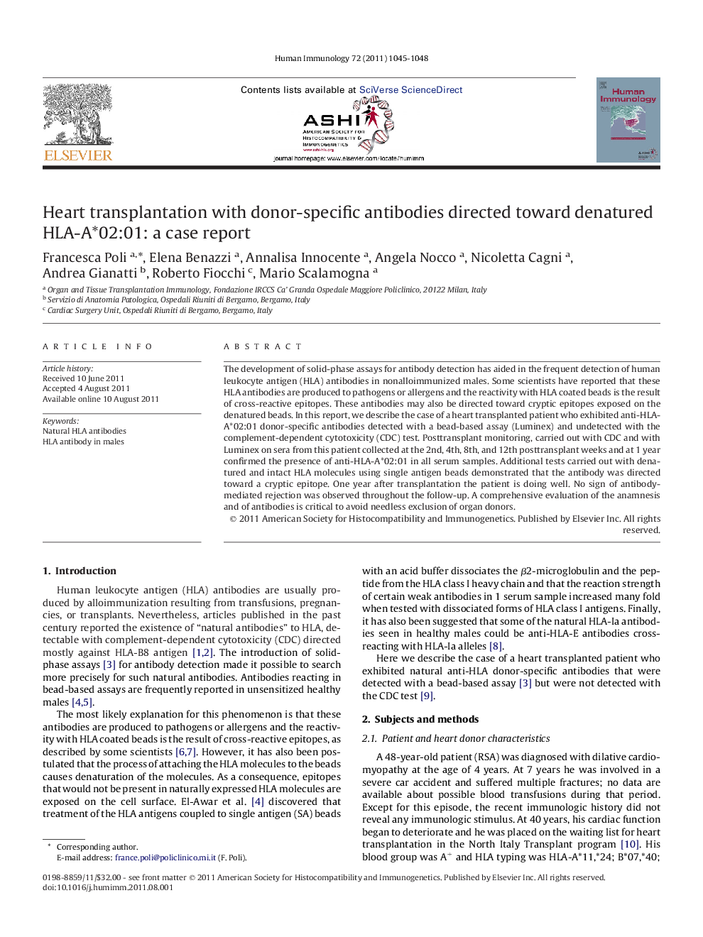 Heart transplantation with donor-specific antibodies directed toward denatured HLA-A*02:01: a case report
