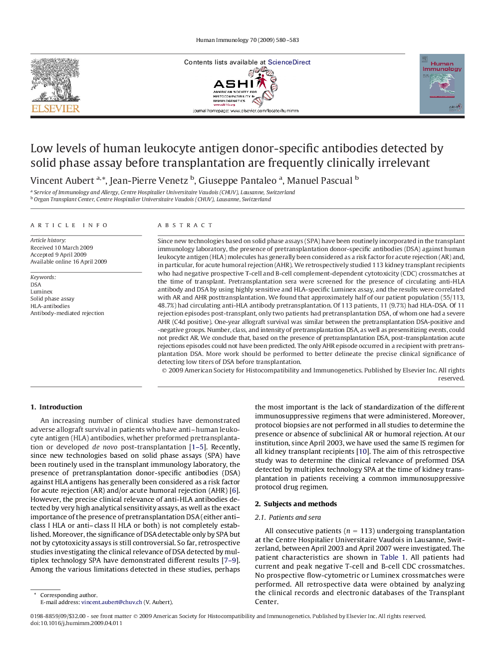 Low levels of human leukocyte antigen donor-specific antibodies detected by solid phase assay before transplantation are frequently clinically irrelevant