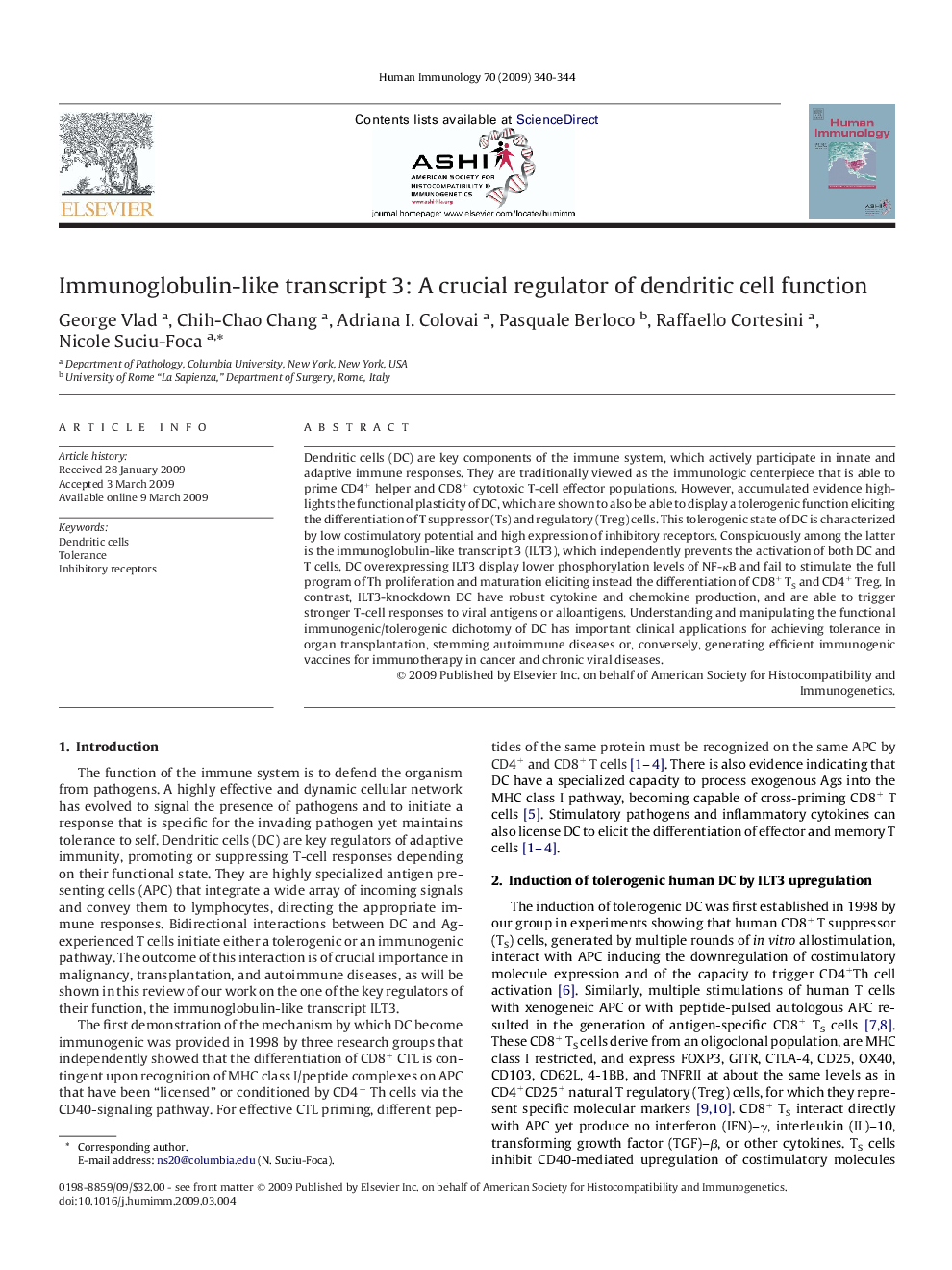 Immunoglobulin-like transcript 3: A crucial regulator of dendritic cell function