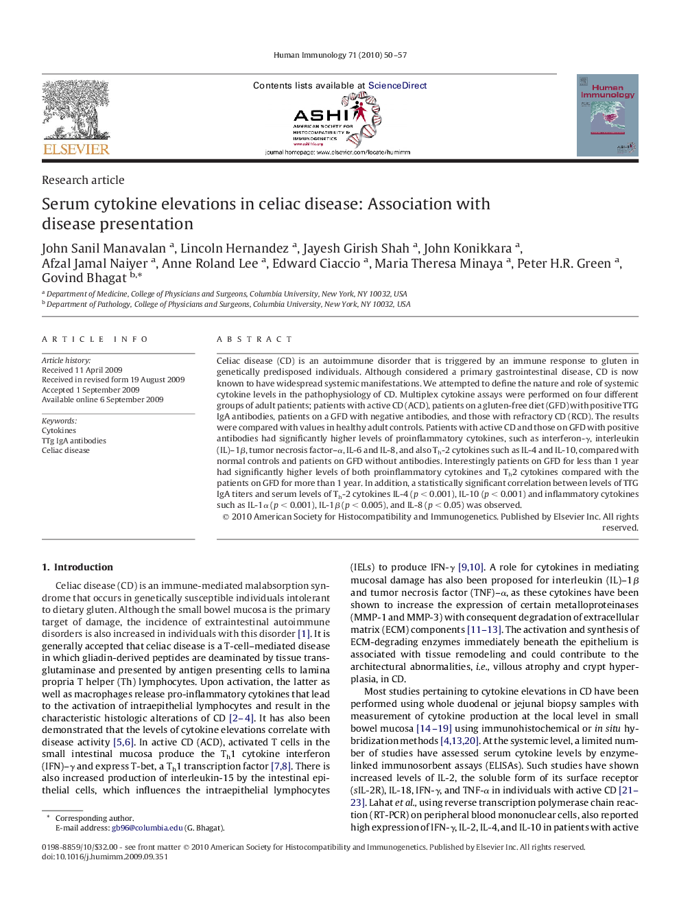 Serum cytokine elevations in celiac disease: Association with disease presentation