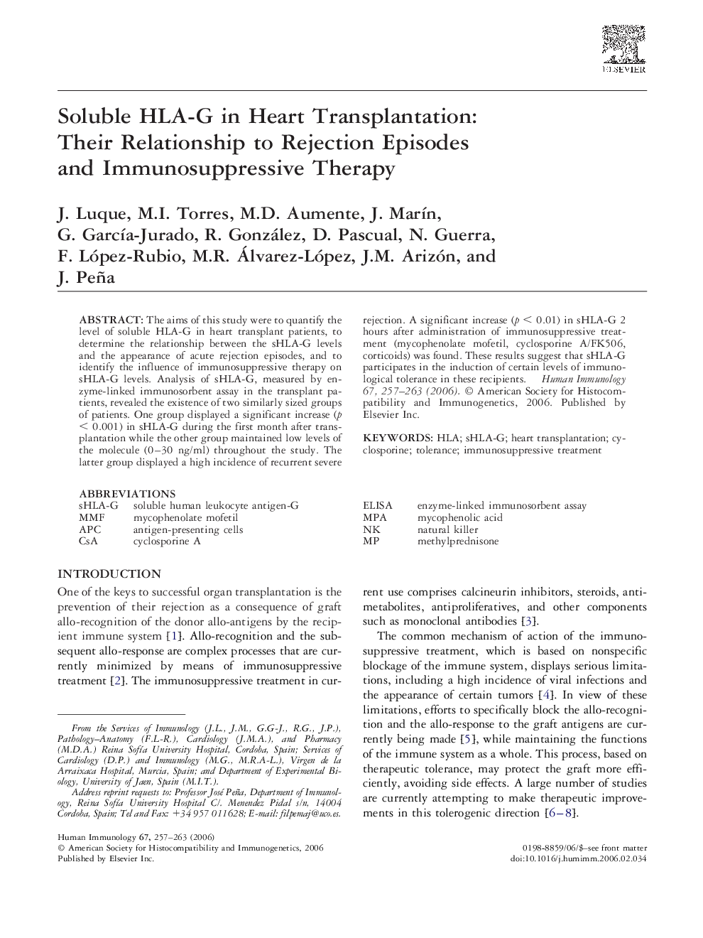 Soluble HLA-G in Heart Transplantation: Their Relationship to Rejection Episodes and Immunosuppressive Therapy