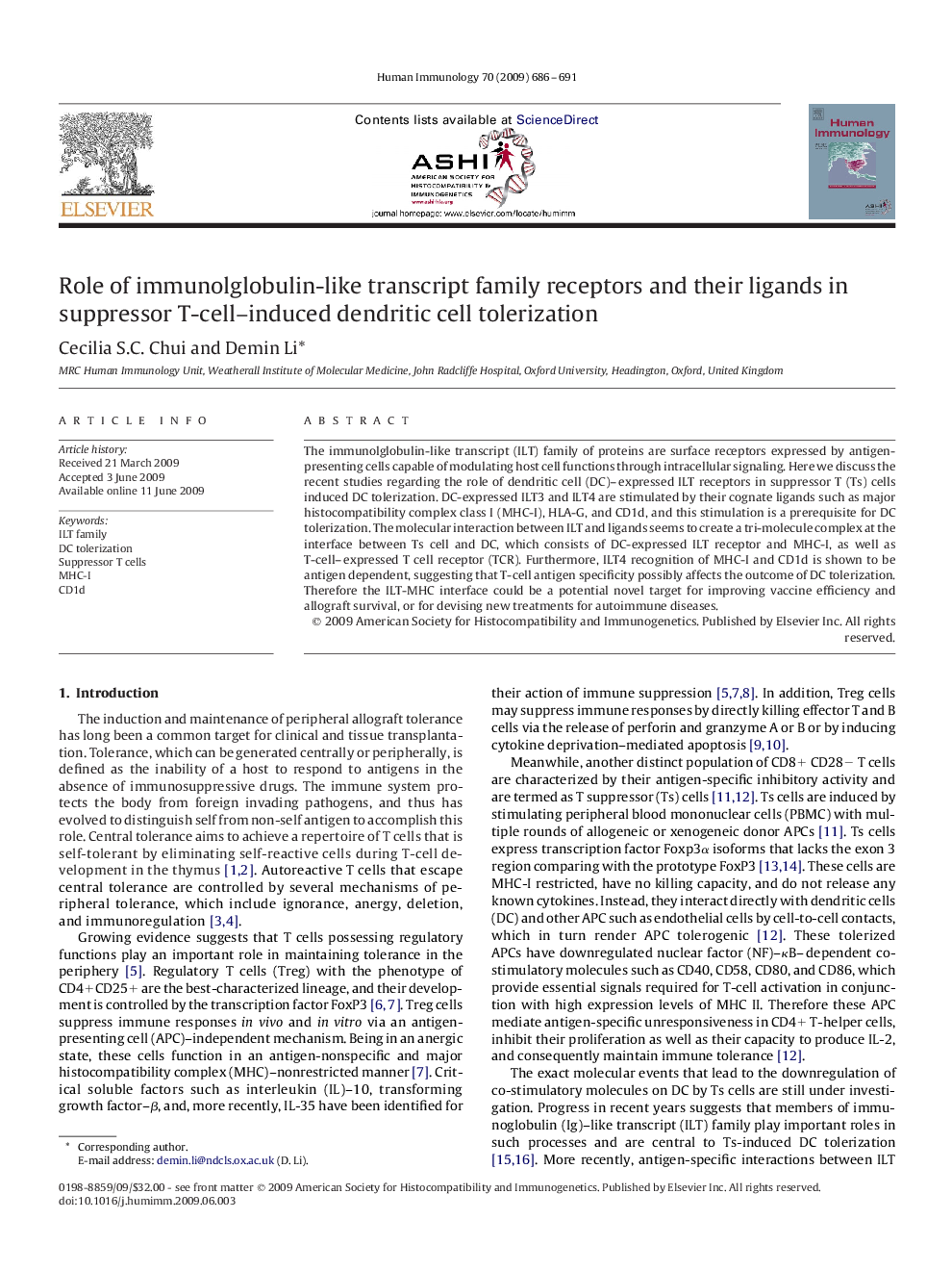 Role of immunolglobulin-like transcript family receptors and their ligands in suppressor T-cell–induced dendritic cell tolerization