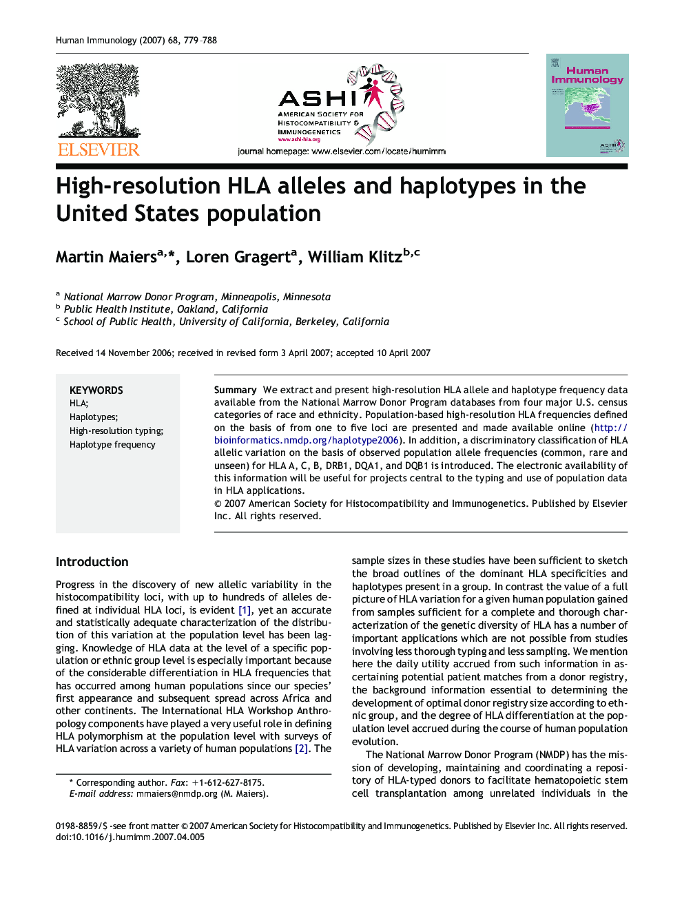 High-resolution HLA alleles and haplotypes in the United States population