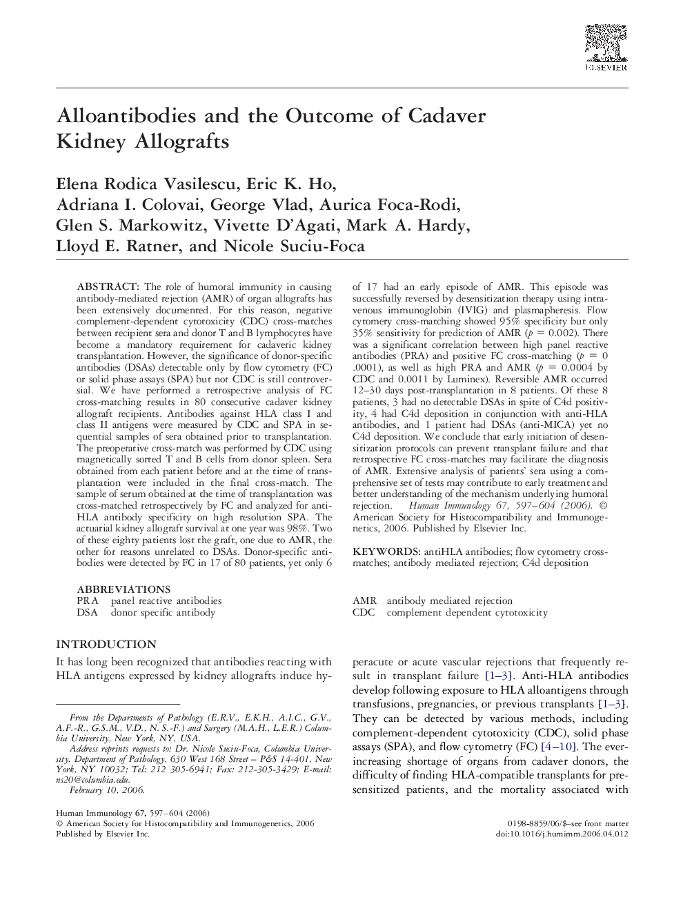 Alloantibodies and the Outcome of Cadaver Kidney Allografts