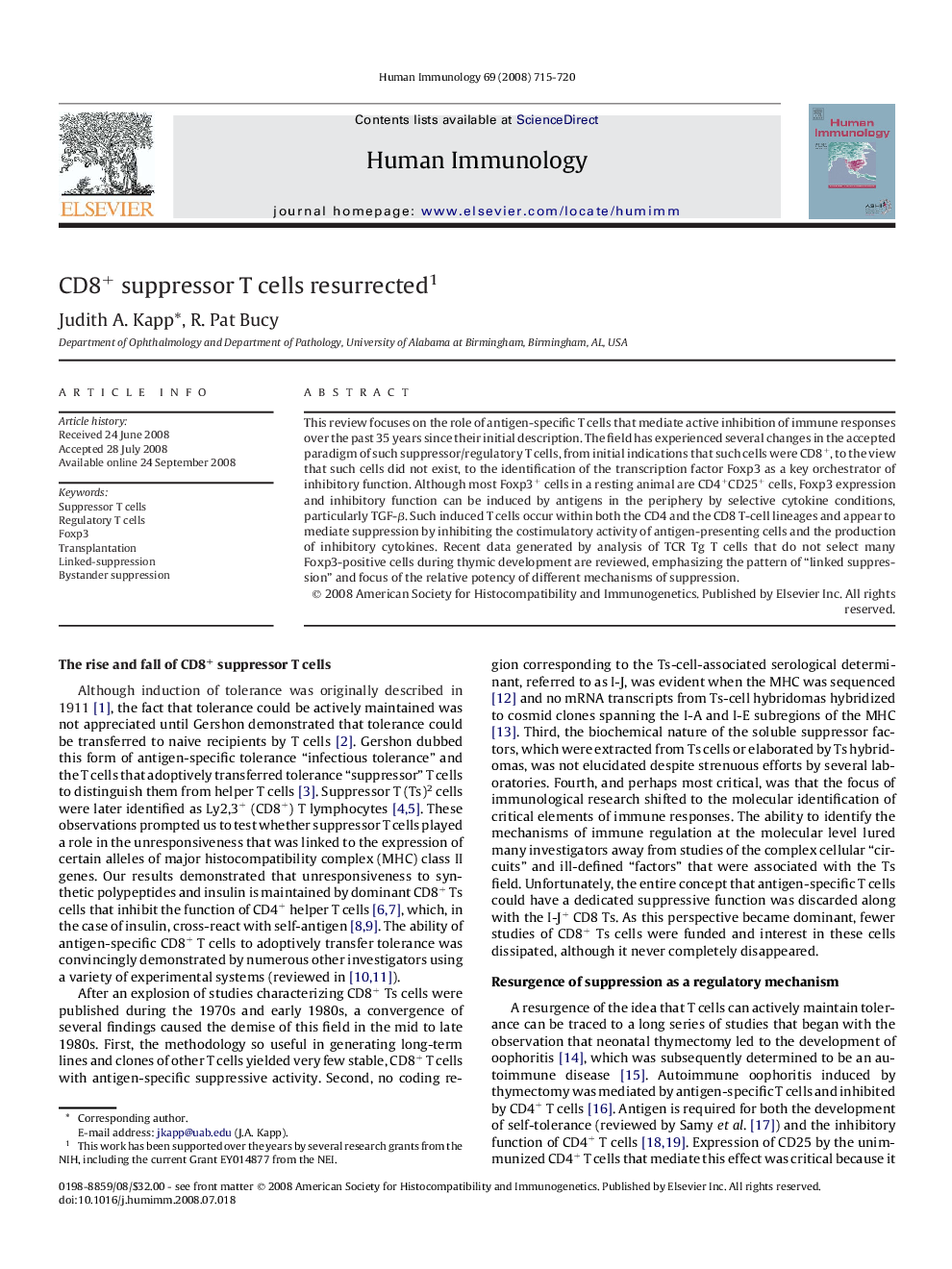 CD8+ suppressor T cells resurrected1