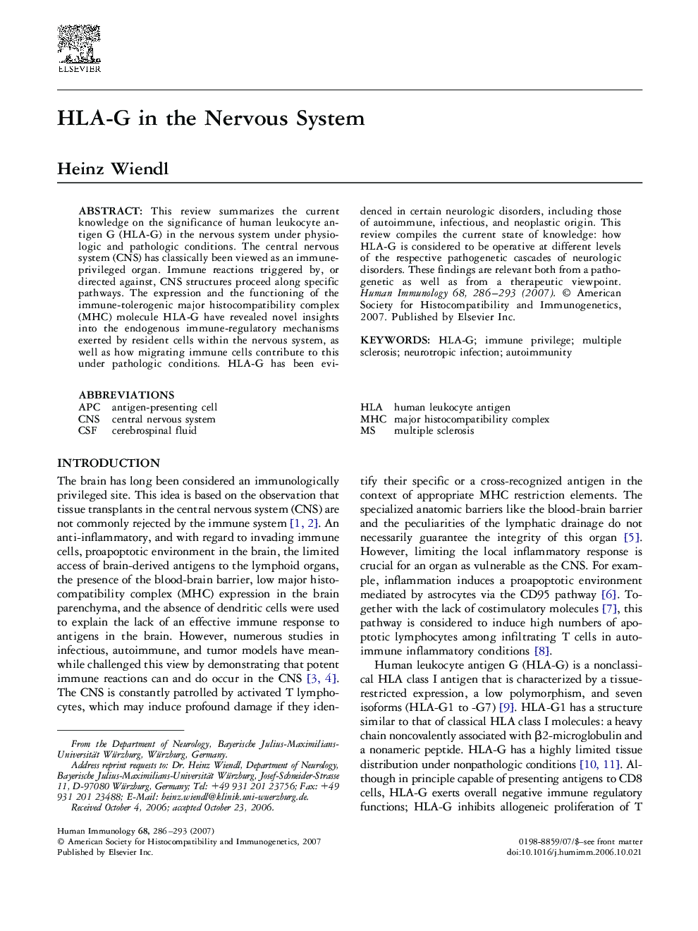 HLA-G in the Nervous System