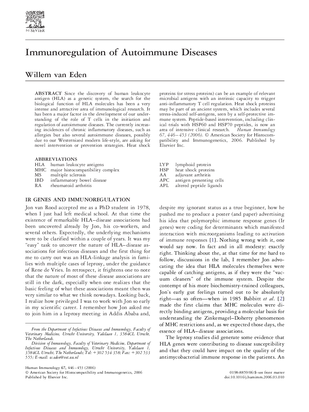 Immunoregulation of Autoimmune Diseases
