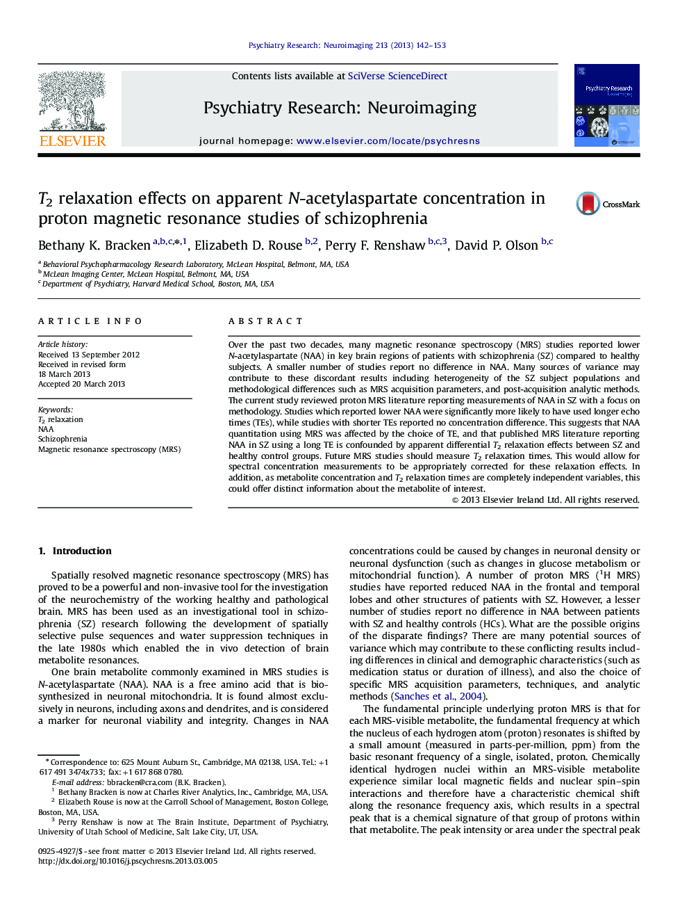 T2 relaxation effects on apparent N-acetylaspartate concentration in proton magnetic resonance studies of schizophrenia