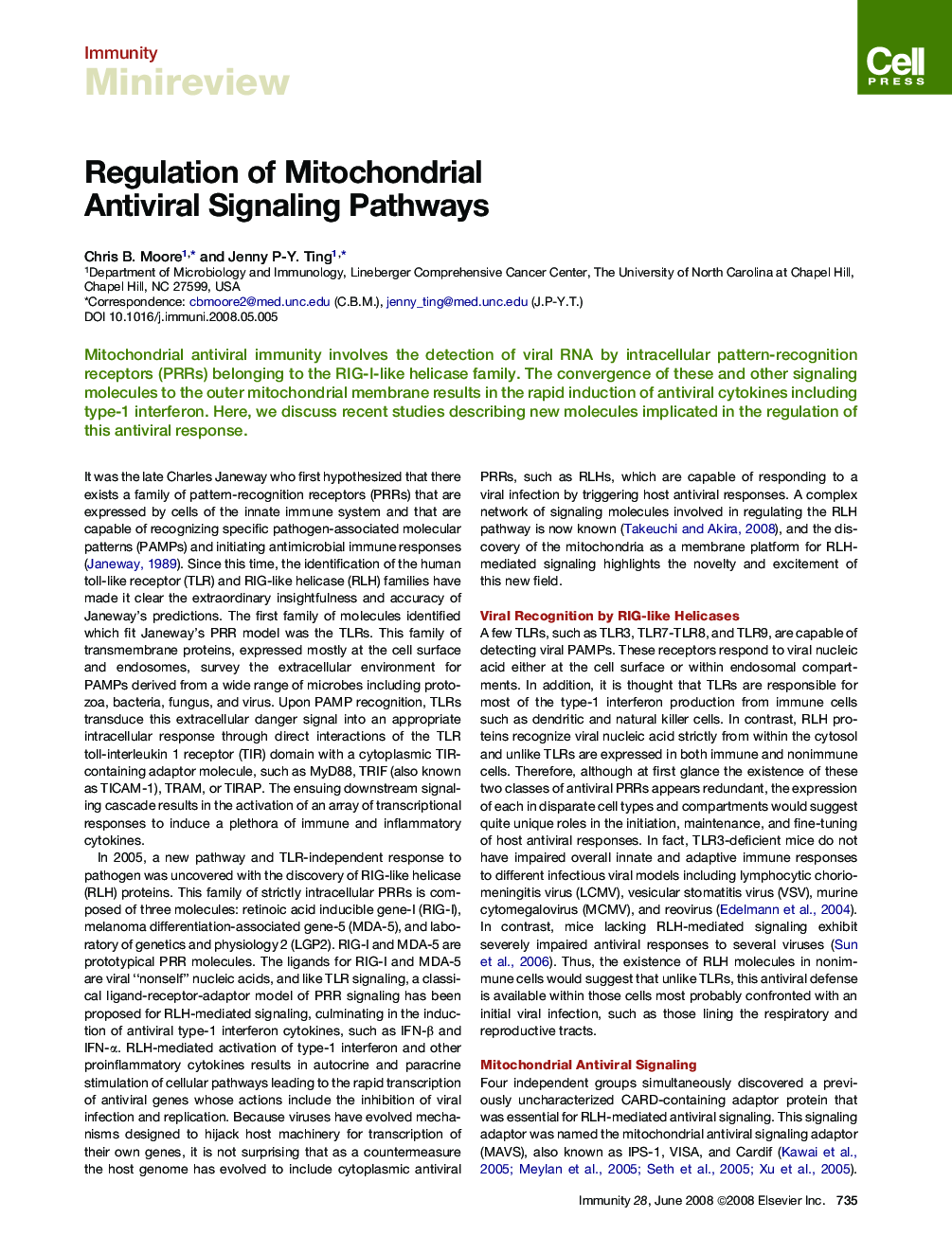 Regulation of Mitochondrial Antiviral Signaling Pathways