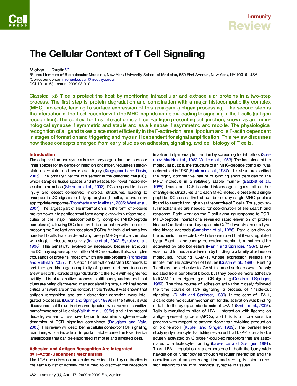 The Cellular Context of T Cell Signaling