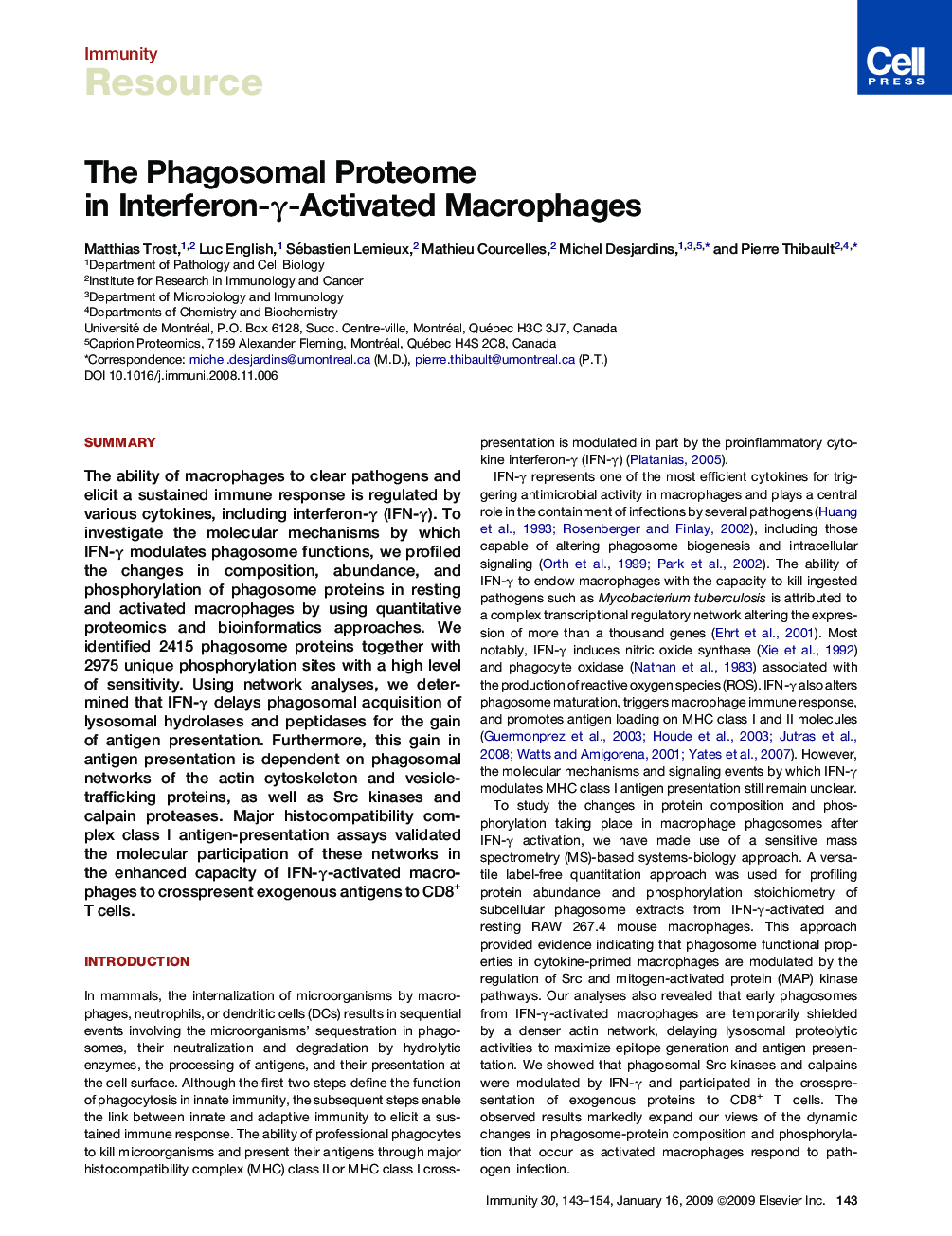 The Phagosomal Proteome in Interferon-γ-Activated Macrophages