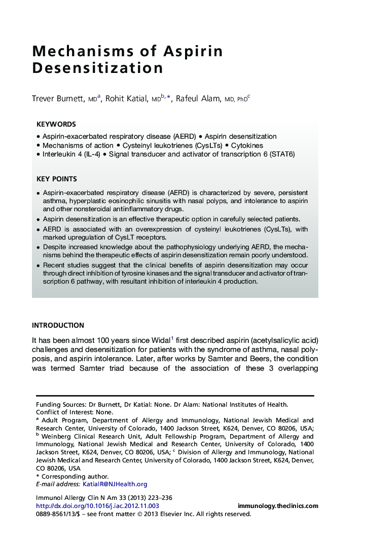 Mechanisms of Aspirin Desensitization