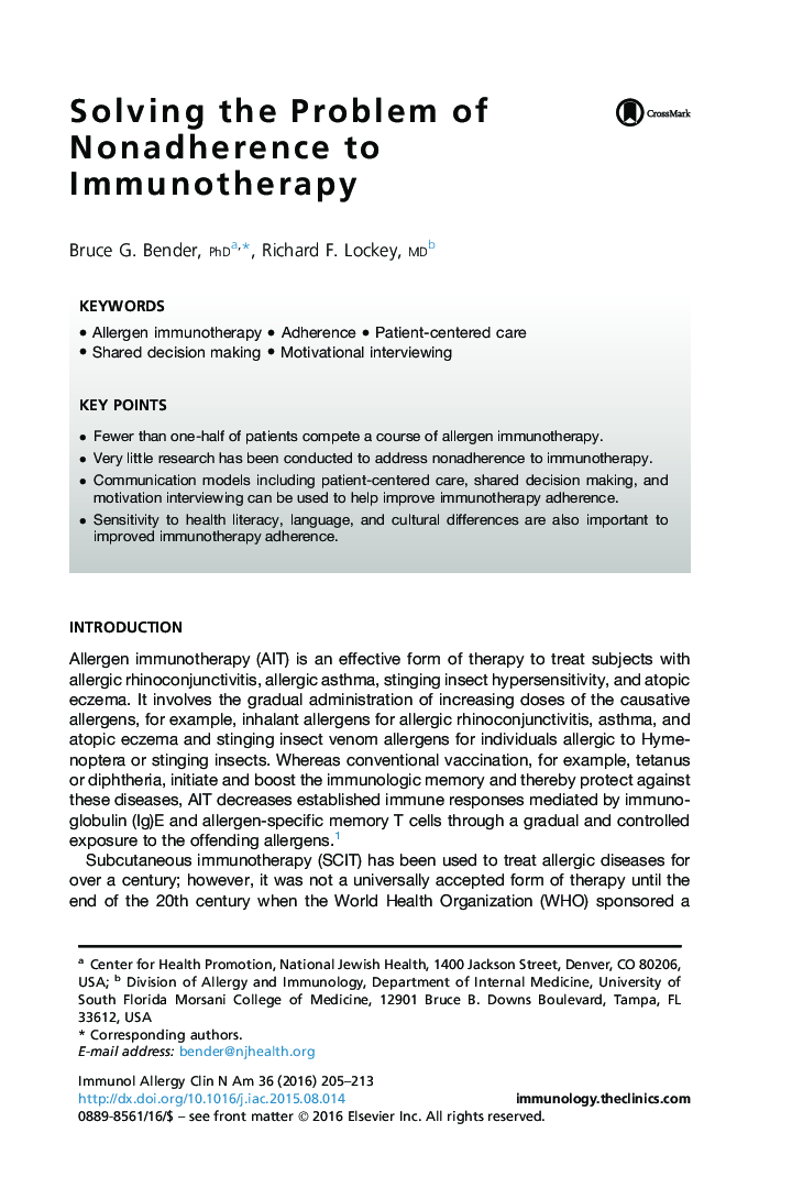 Solving the Problem of Nonadherence to Immunotherapy