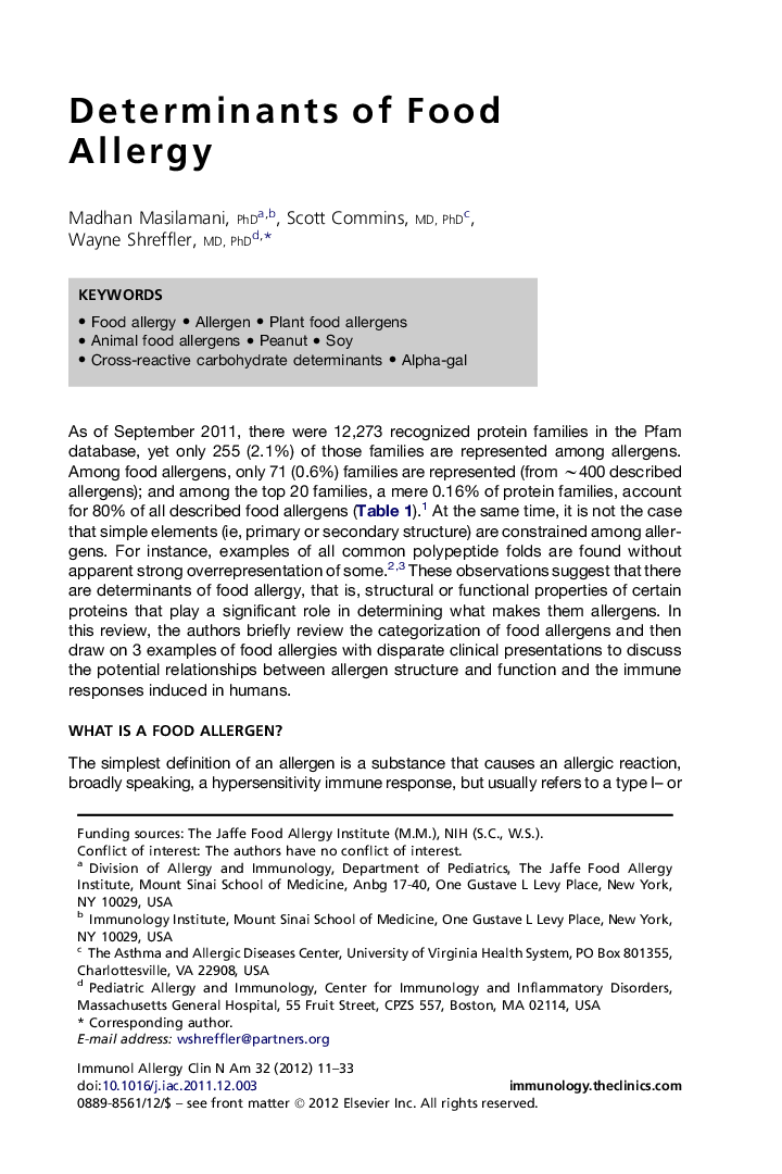 Determinants of Food Allergy