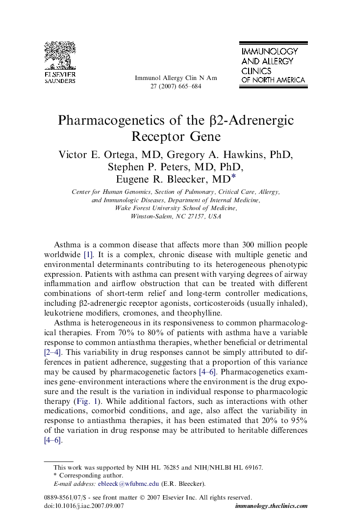 Pharmacogenetics of the Î²2-Adrenergic Receptor Gene