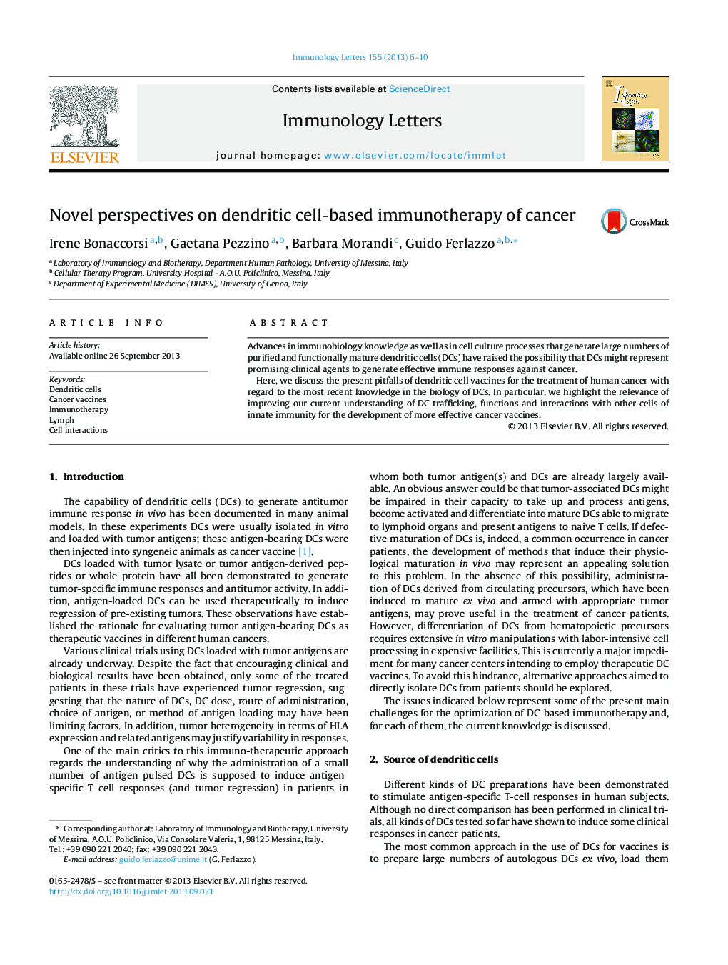 Novel perspectives on dendritic cell-based immunotherapy of cancer