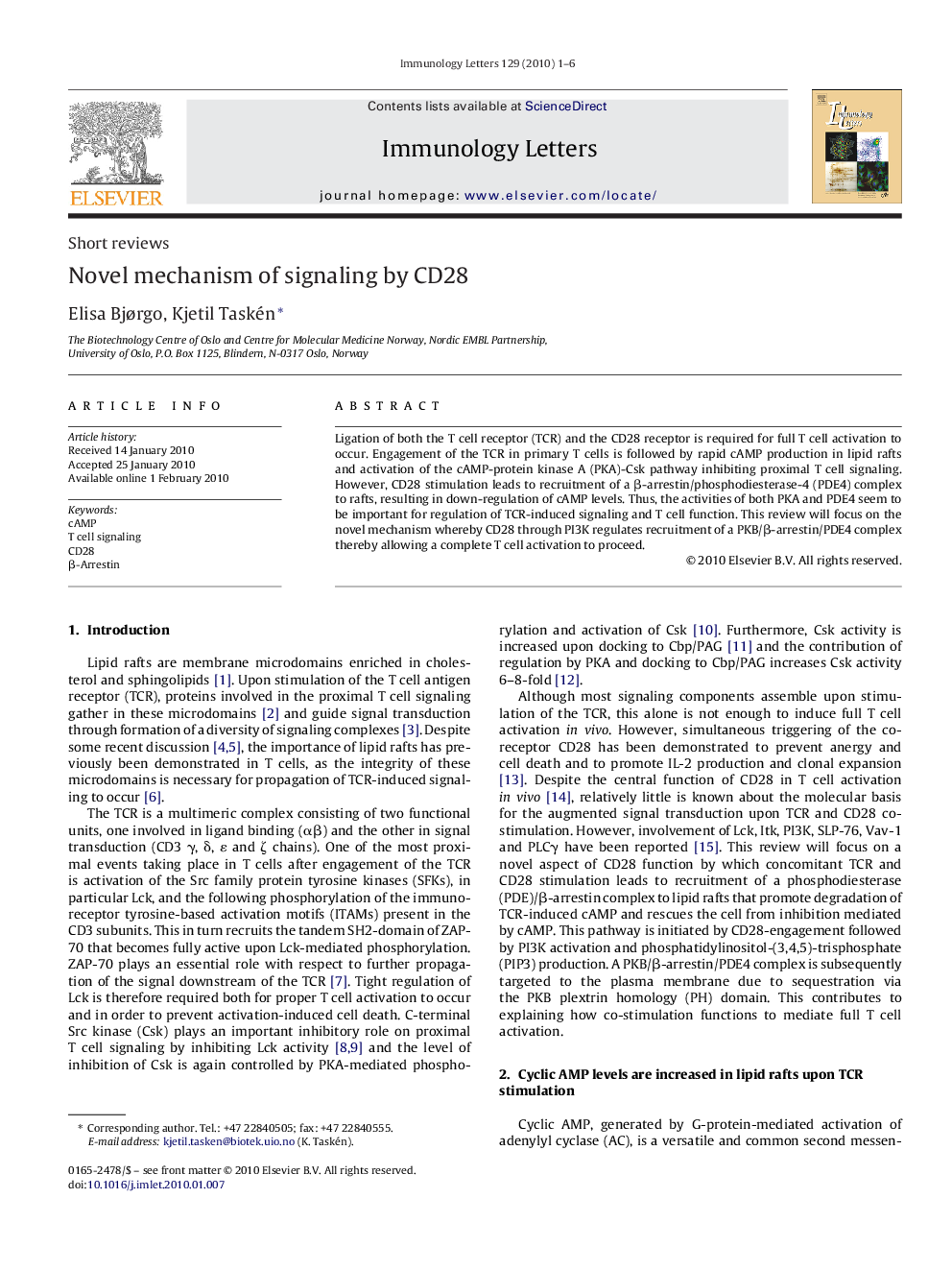 Novel mechanism of signaling by CD28