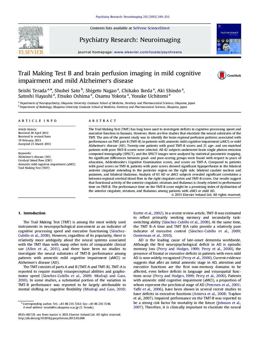 Trail Making Test B and brain perfusion imaging in mild cognitive impairment and mild Alzheimer's disease