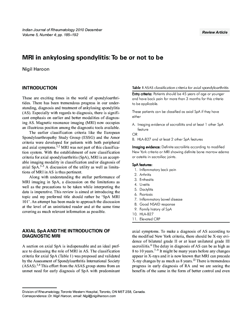 MRI in ankylosing spondylitis: To be or not to be