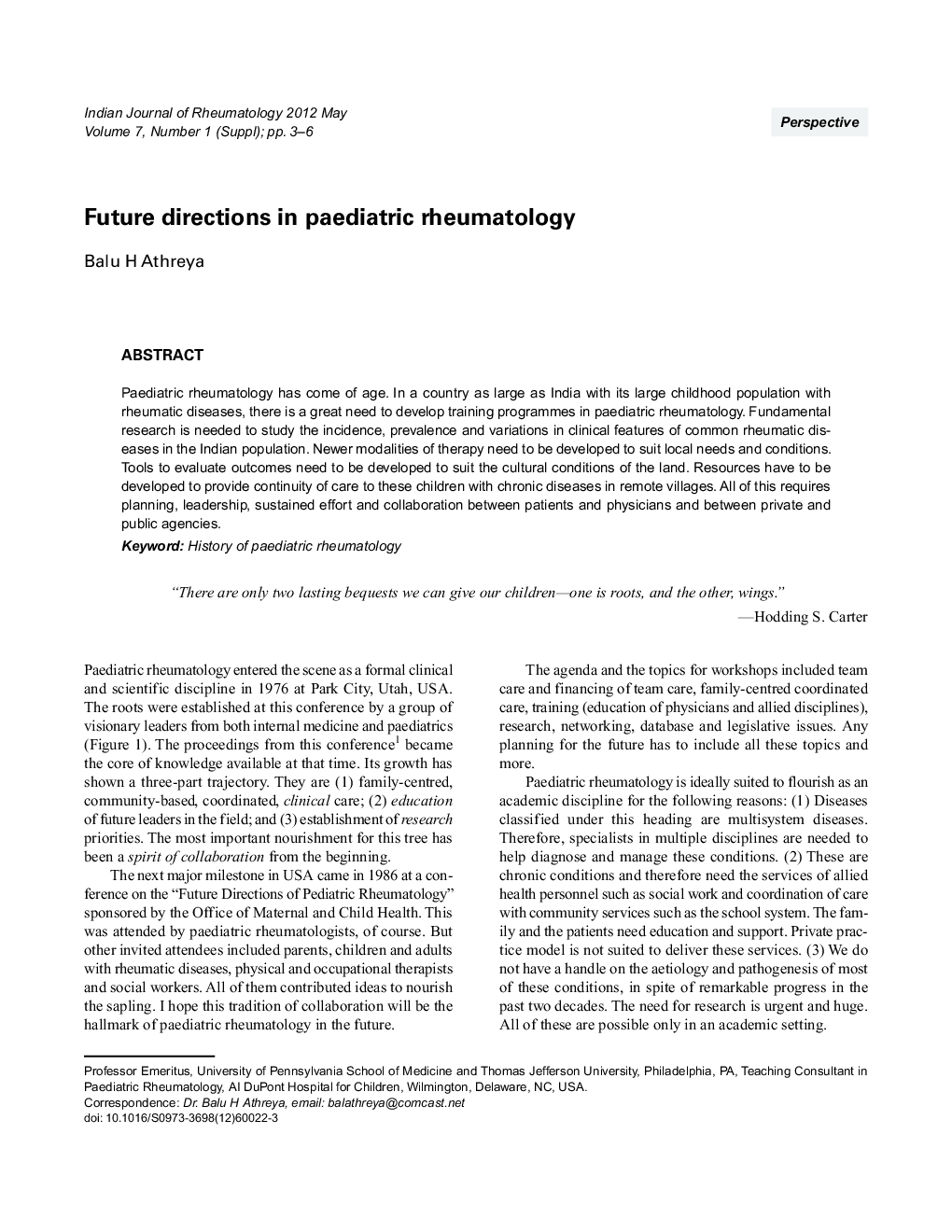 Future directions in paediatric rheumatology