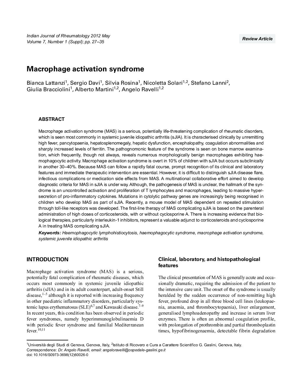 Macrophage activation syndrome