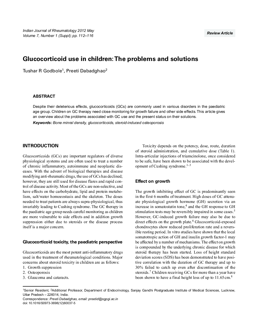 Glucocorticoid use in children: The problems and solutions