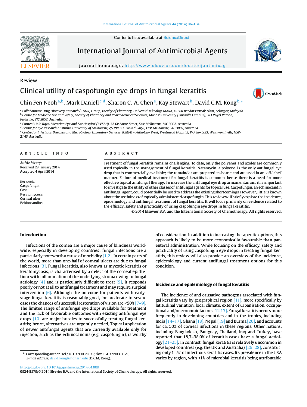 Clinical utility of caspofungin eye drops in fungal keratitis