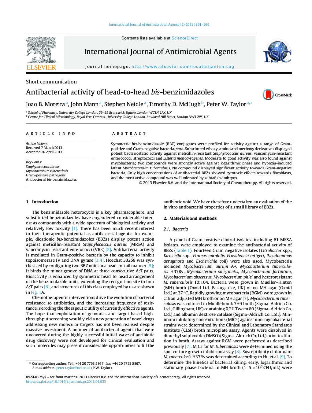 Antibacterial activity of head-to-head bis-benzimidazoles