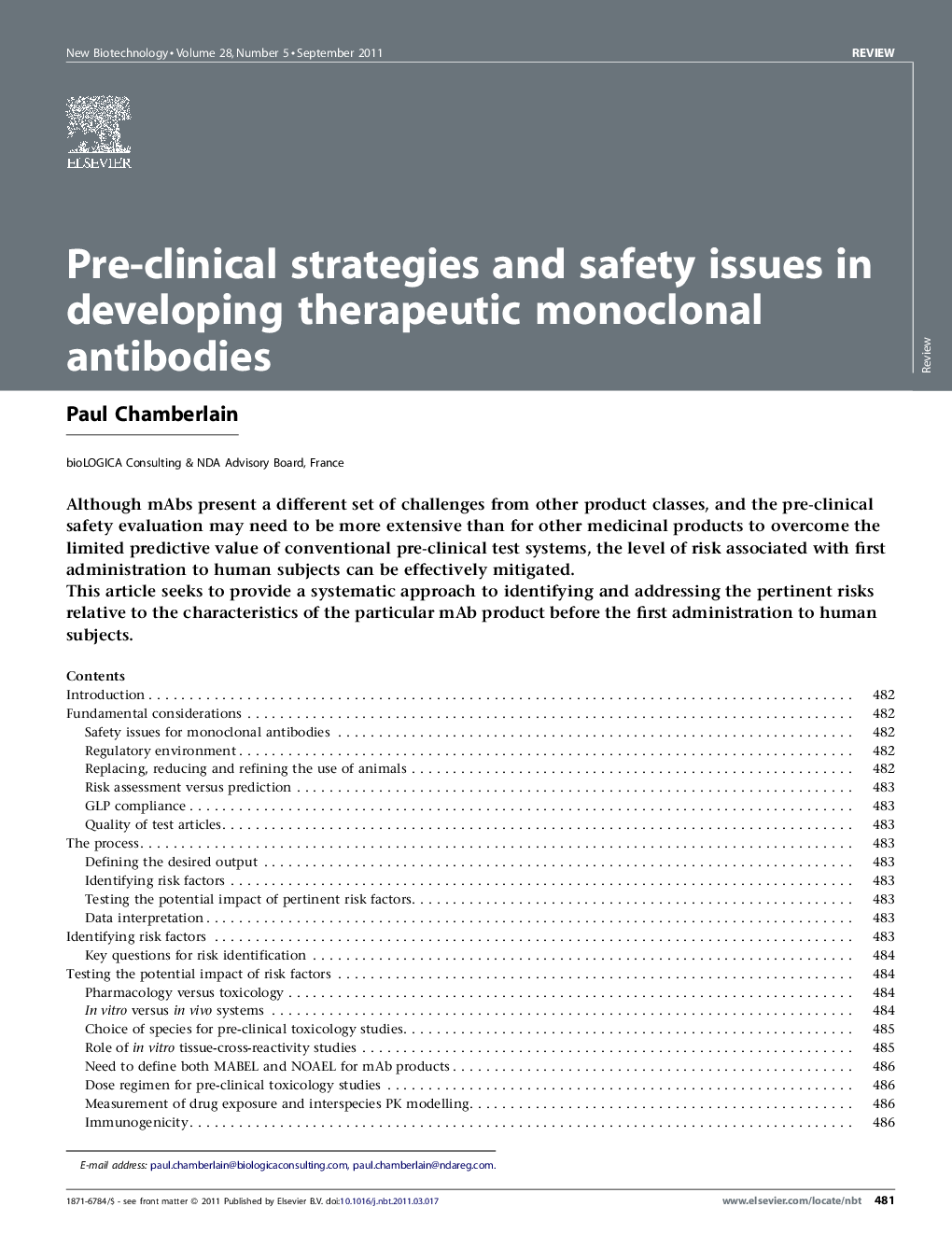 Pre-clinical strategies and safety issues in developing therapeutic monoclonal antibodies