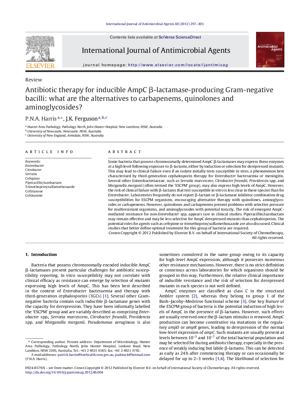 Antibiotic therapy for inducible AmpC β-lactamase-producing Gram-negative bacilli: what are the alternatives to carbapenems, quinolones and aminoglycosides?