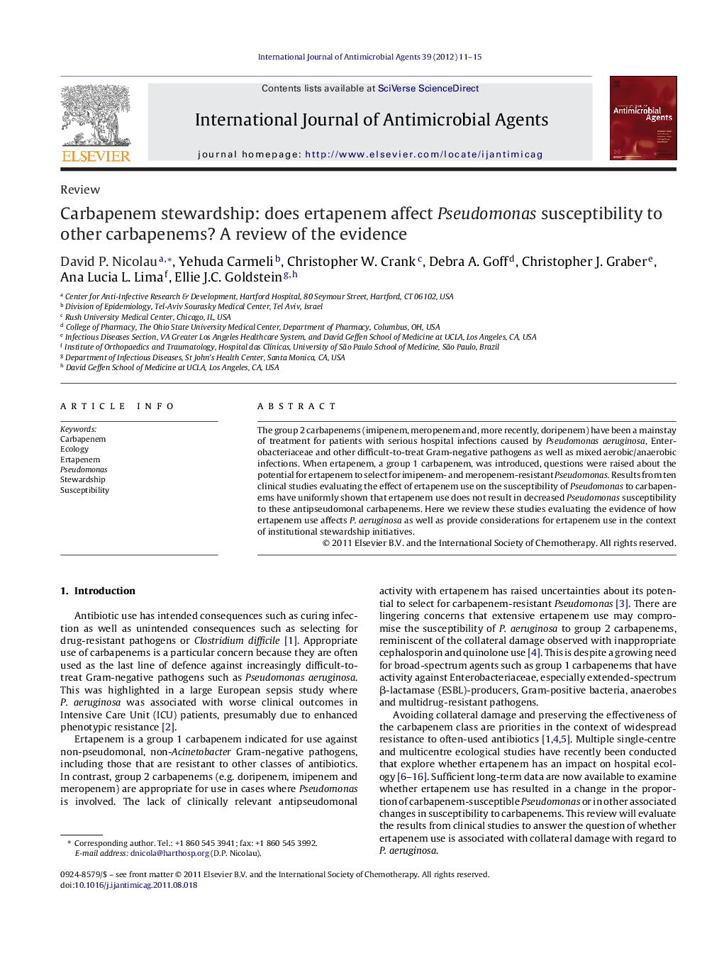 Carbapenem stewardship: does ertapenem affect Pseudomonas susceptibility to other carbapenems? A review of the evidence