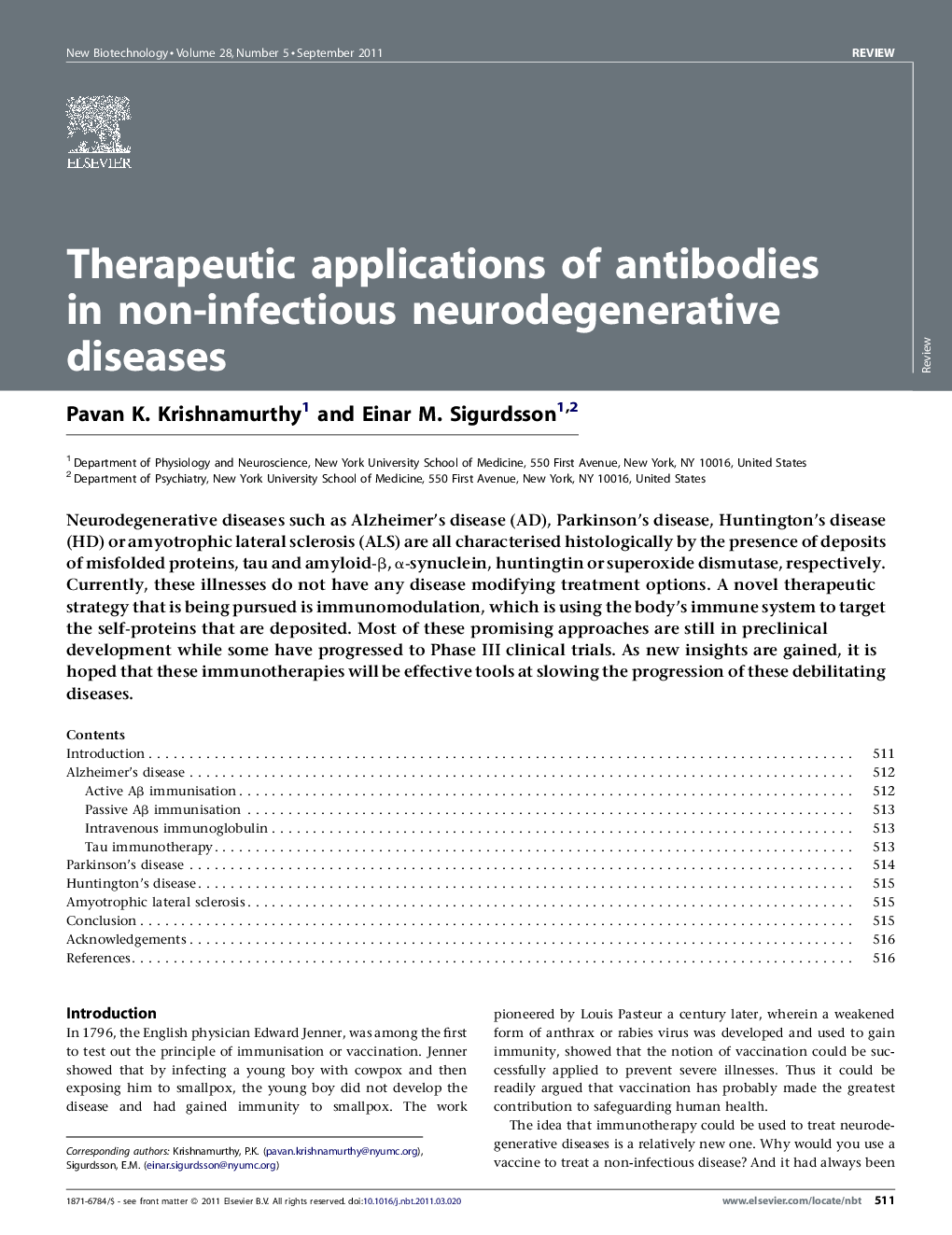عکس صفحه اول مقاله: Therapeutic applications of antibodies in non-infectious neurodegenerative diseases Therapeutic applications of antibodies in non-infectious neurodegenerative diseases