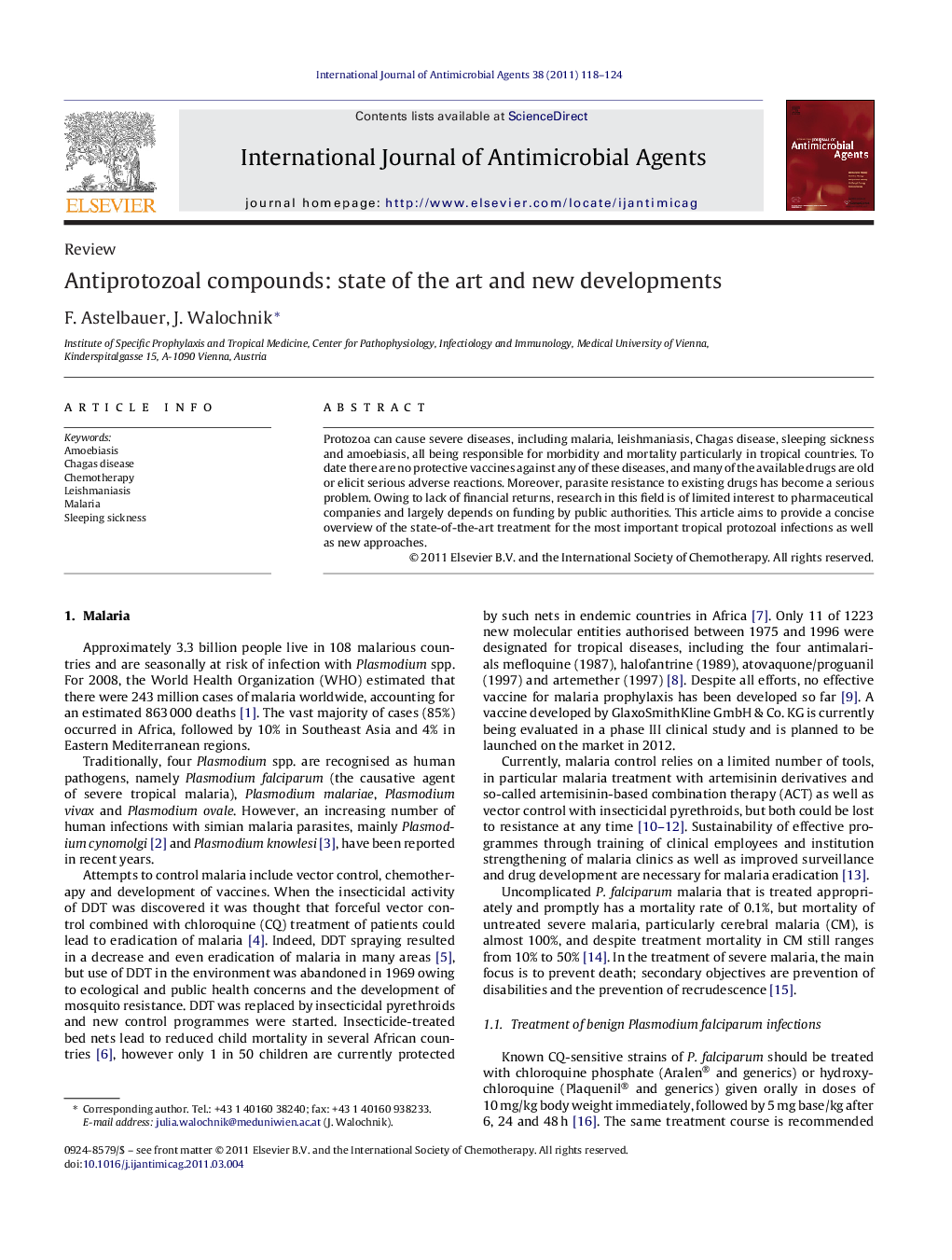 Antiprotozoal compounds: state of the art and new developments