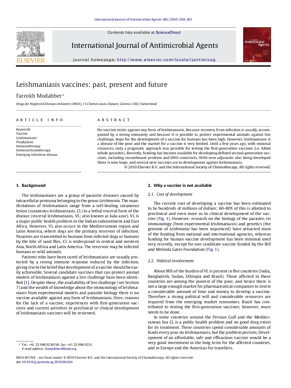 Leishmaniasis vaccines: past, present and future