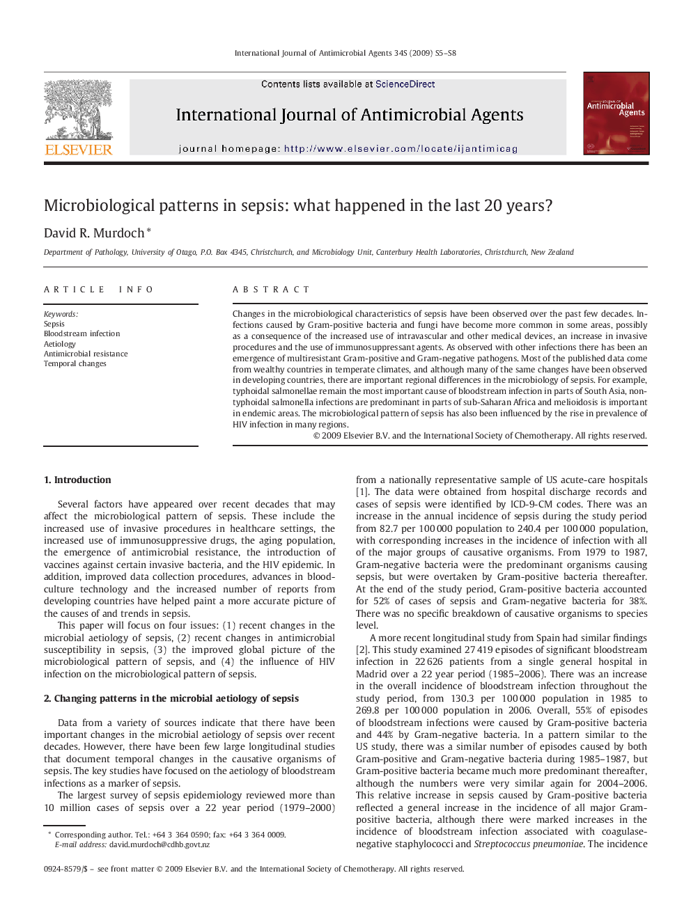 Microbiological patterns in sepsis: what happened in the last 20 years?