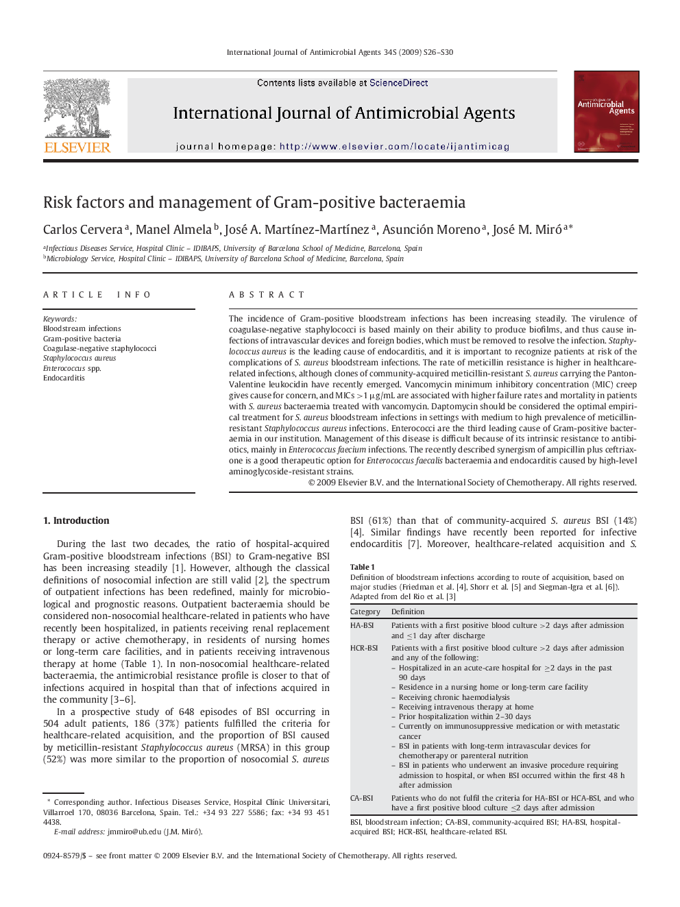 Risk factors and management of Gram-positive bacteraemia