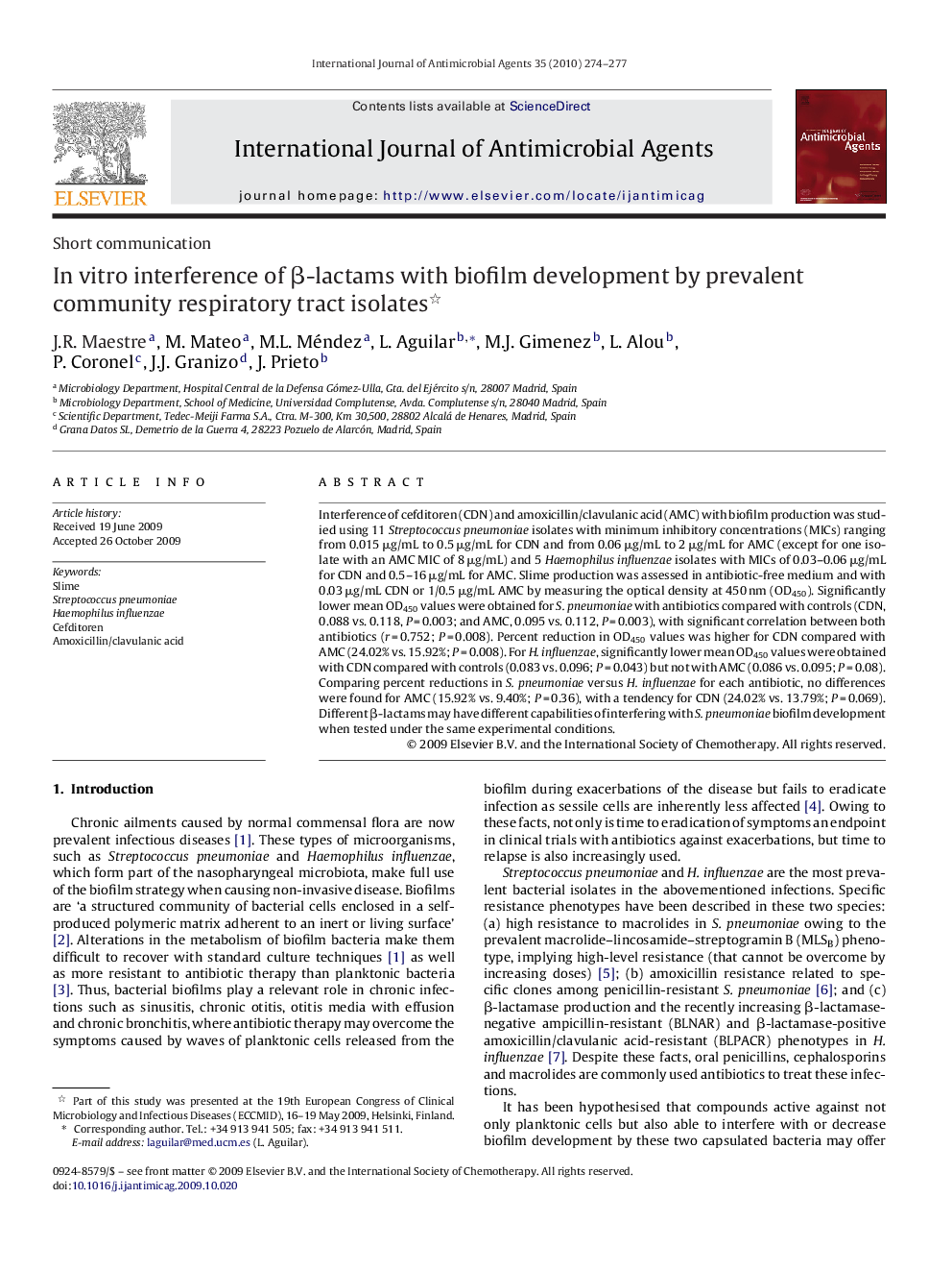 In vitro interference of β-lactams with biofilm development by prevalent community respiratory tract isolates 