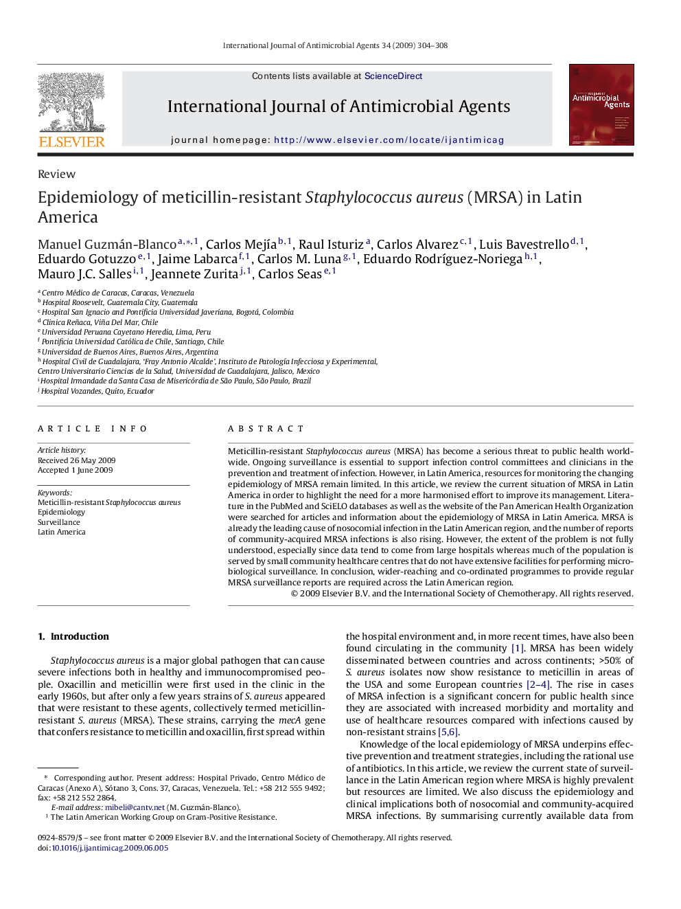 Epidemiology of meticillin-resistant Staphylococcus aureus (MRSA) in Latin America