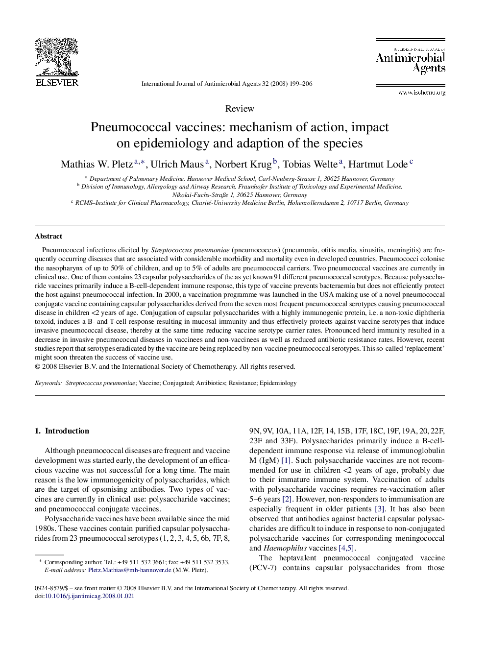 Pneumococcal vaccines: mechanism of action, impact on epidemiology and adaption of the species