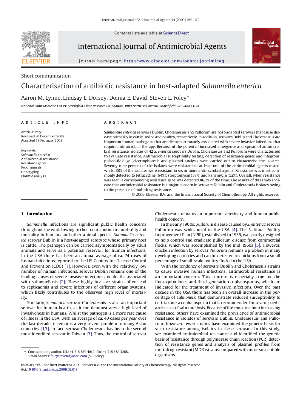 Characterisation of antibiotic resistance in host-adapted Salmonella enterica