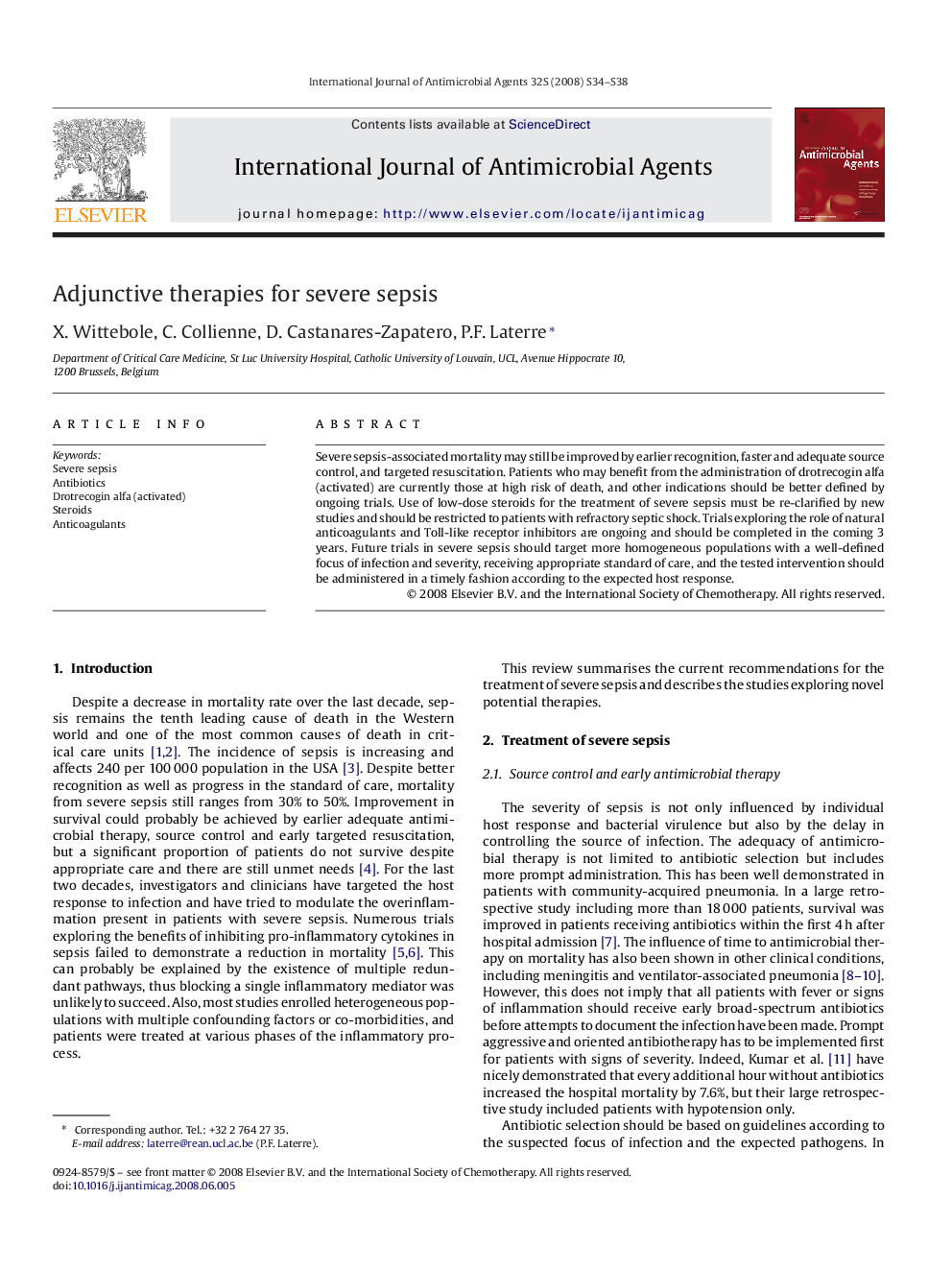 Adjunctive therapies for severe sepsis