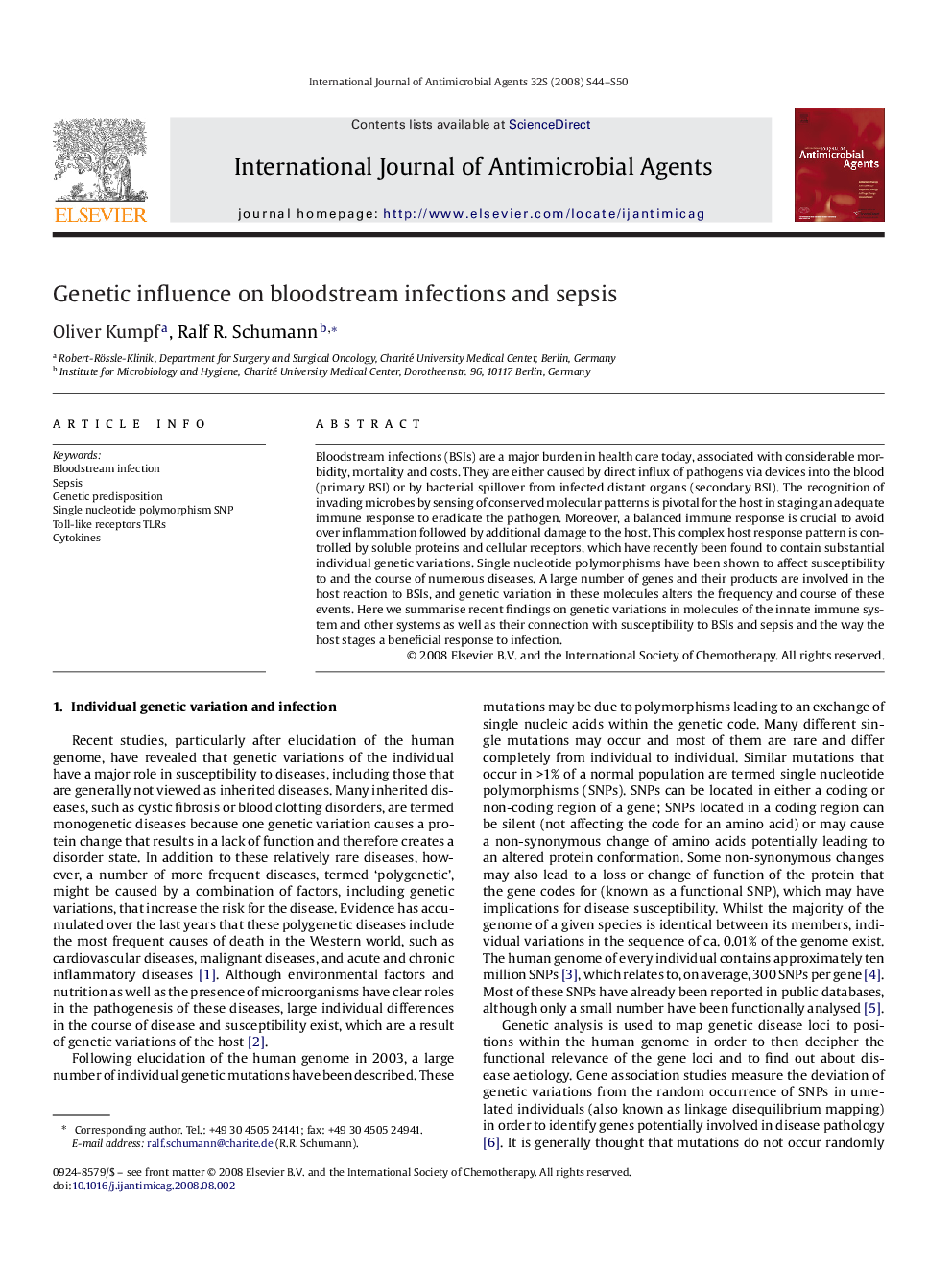 Genetic influence on bloodstream infections and sepsis