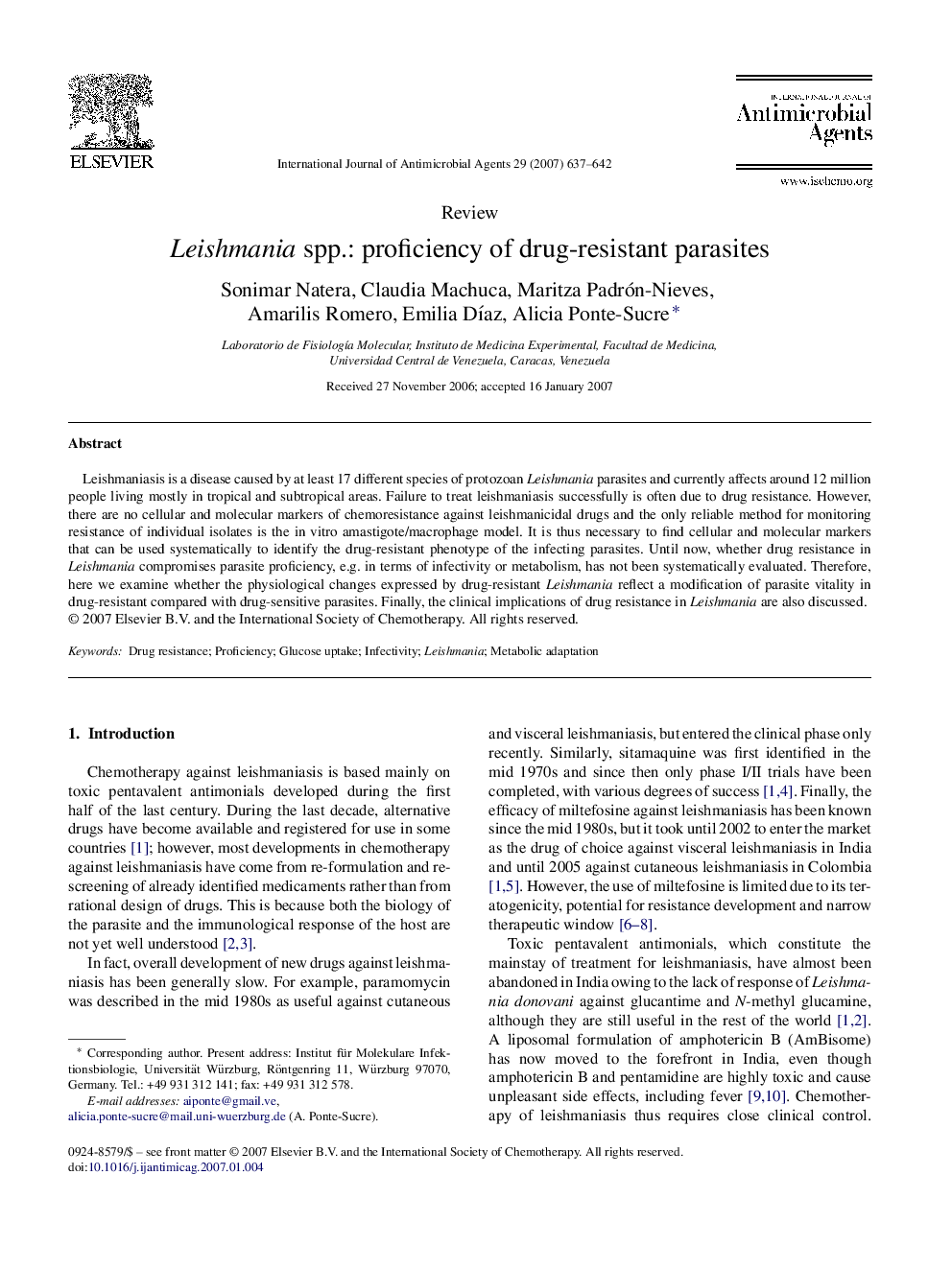 Leishmania spp.: proficiency of drug-resistant parasites